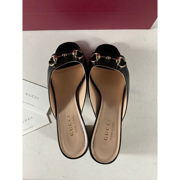 Gucci Lady Horsebit Black Leather Sandals Size 7 - Picture 3 of 5